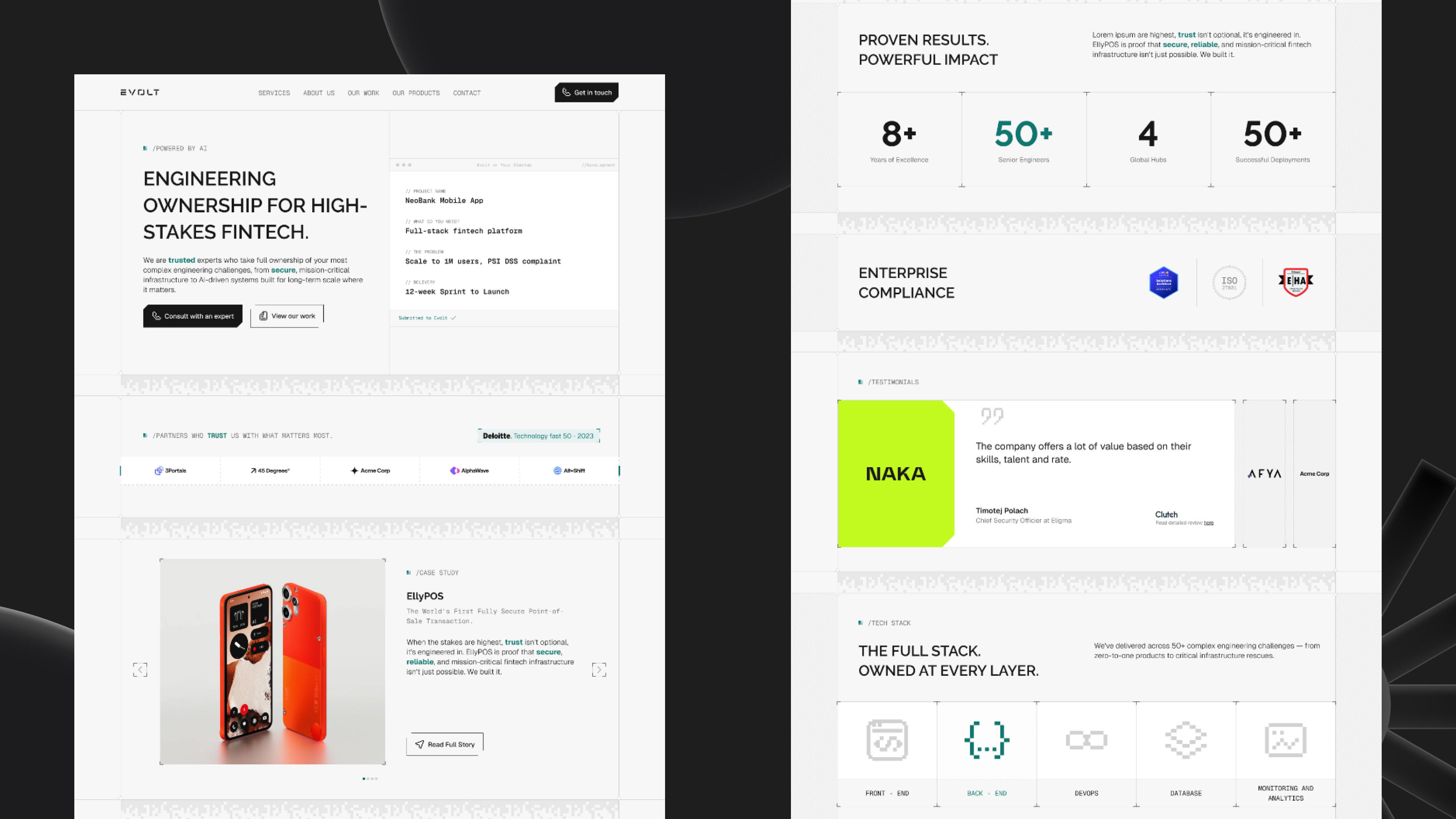 Evolt website — homepage design
